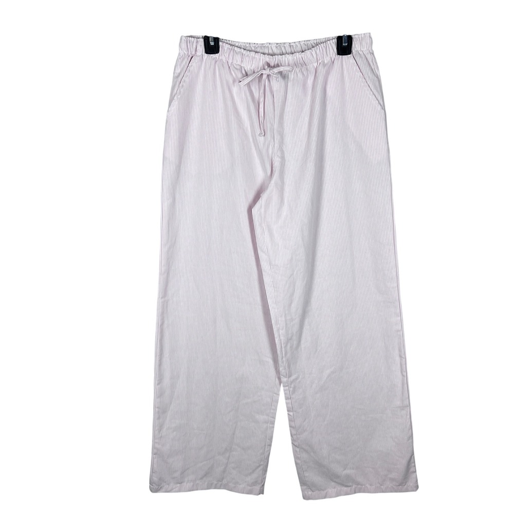 PacSun Pants Women Medium Pink White Striped Wide Leg Drawstring Elastic Waist